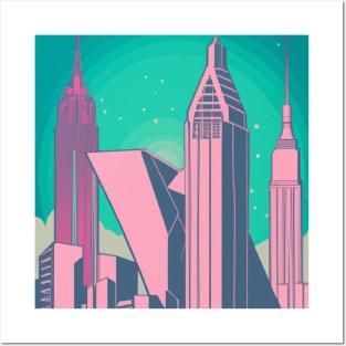 Retro futuristic City Posters and Art